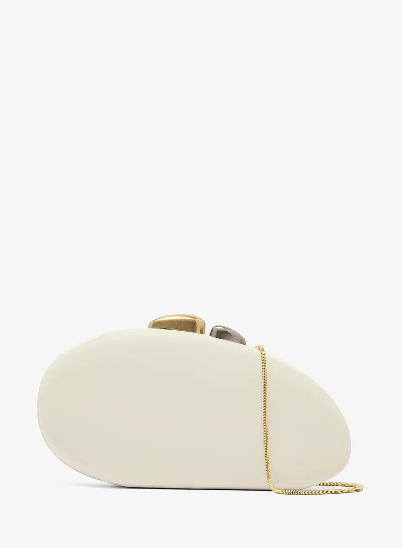 Asymmetrical Statement Clutch With Gold Accent